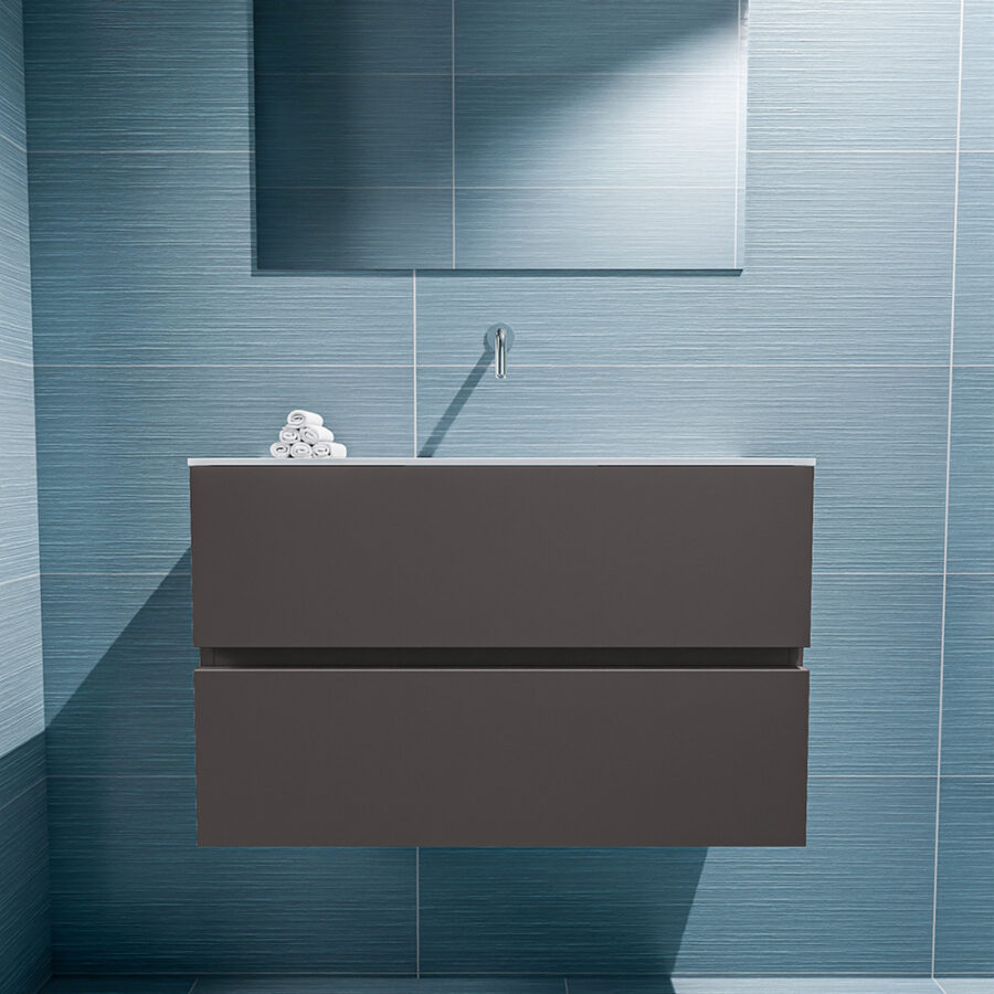 MONDIAZ ADA 80cm toiletmeubel dark grey. LEX wastafel talc positie midden. Zonder kraangat - Afbeelding 3