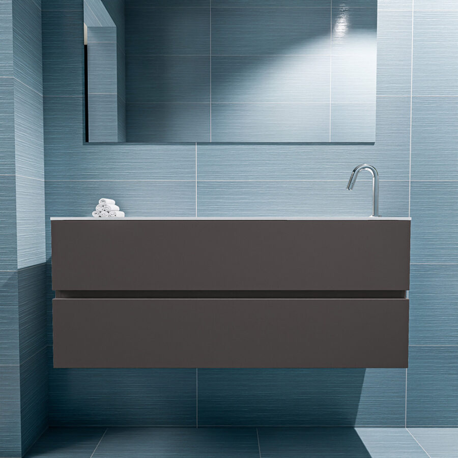 MONDIAZ ADA 120cm toiletmeubel dark grey. LEX wastafel talc positie rechts. Met 1 kraangat - Afbeelding 3
