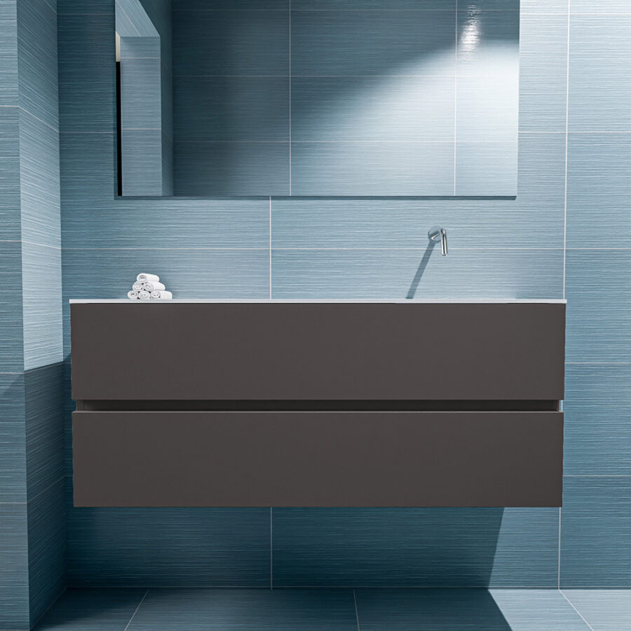 MONDIAZ ADA 120cm toiletmeubel dark grey. LEX wastafel talc positie rechts. Zonder kraangat - Afbeelding 3