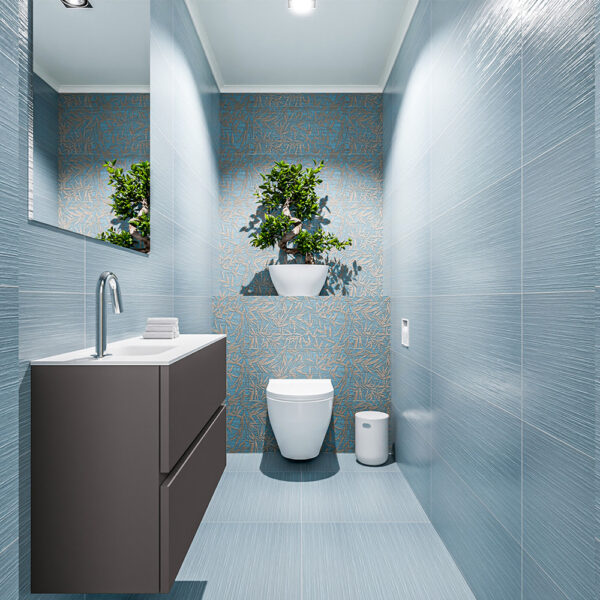 MONDIAZ ADA 80cm toiletmeubel dark grey. LEX wastafel talc positie links. Met 1 kraangat