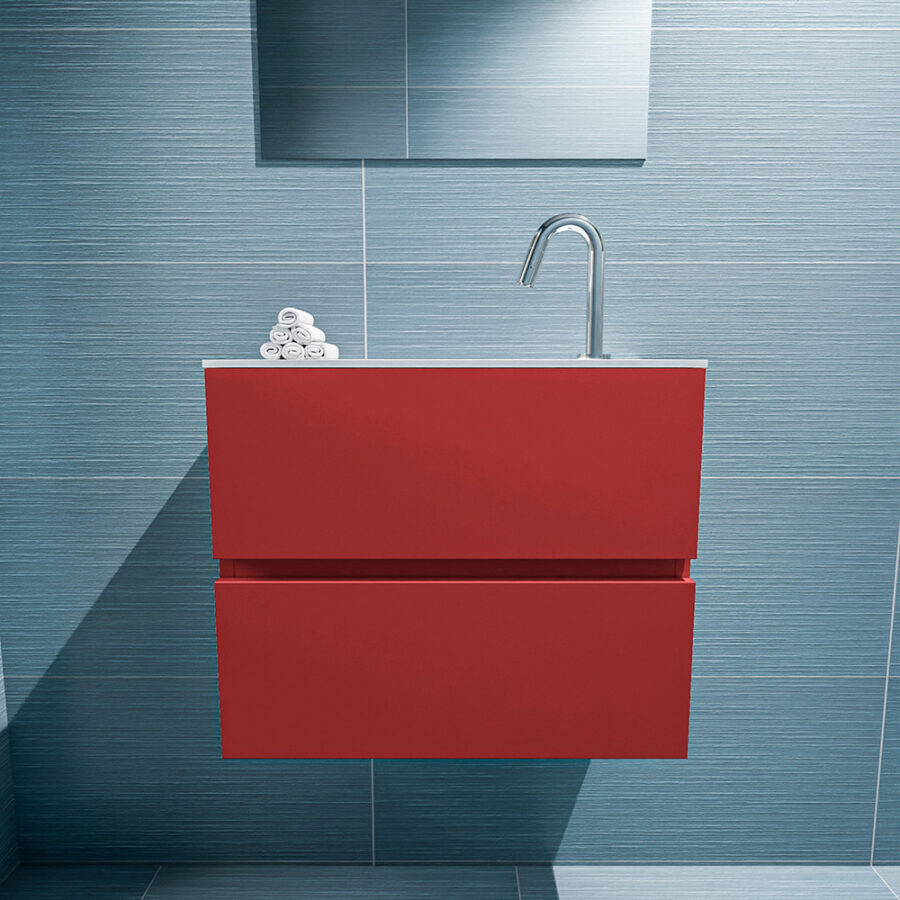 MONDIAZ ADA 60cm toiletmeubel fire. LEX wastafel talc positie midden. Met 1 kraangat - Afbeelding 3