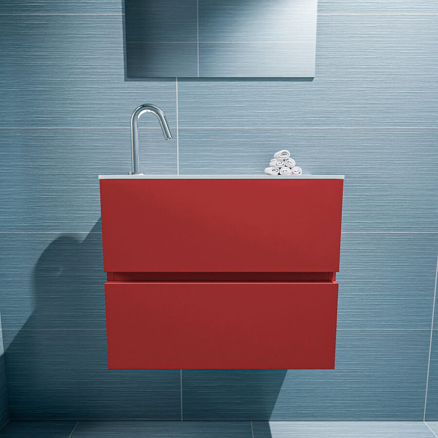 MONDIAZ ADA 60cm toiletmeubel fire. LEX wastafel talc positie links. Met 1 kraangat - Afbeelding 3