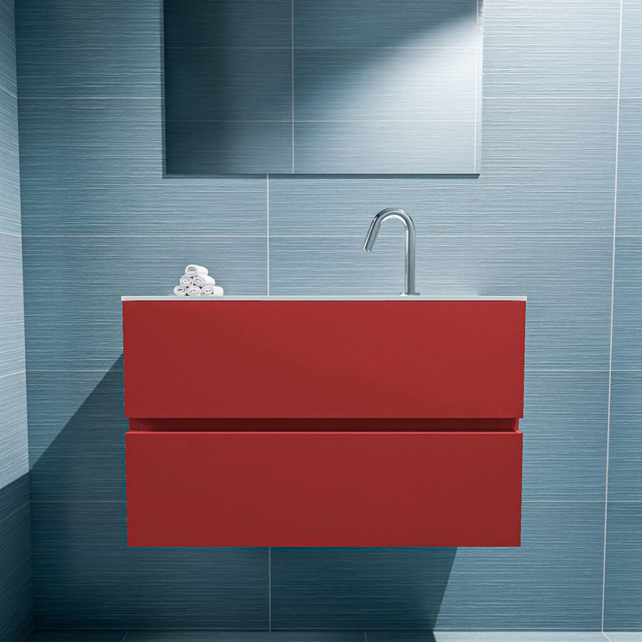 MONDIAZ ADA 80cm toiletmeubel fire. LEX wastafel talc positie midden. Met 1 kraangat - Afbeelding 3