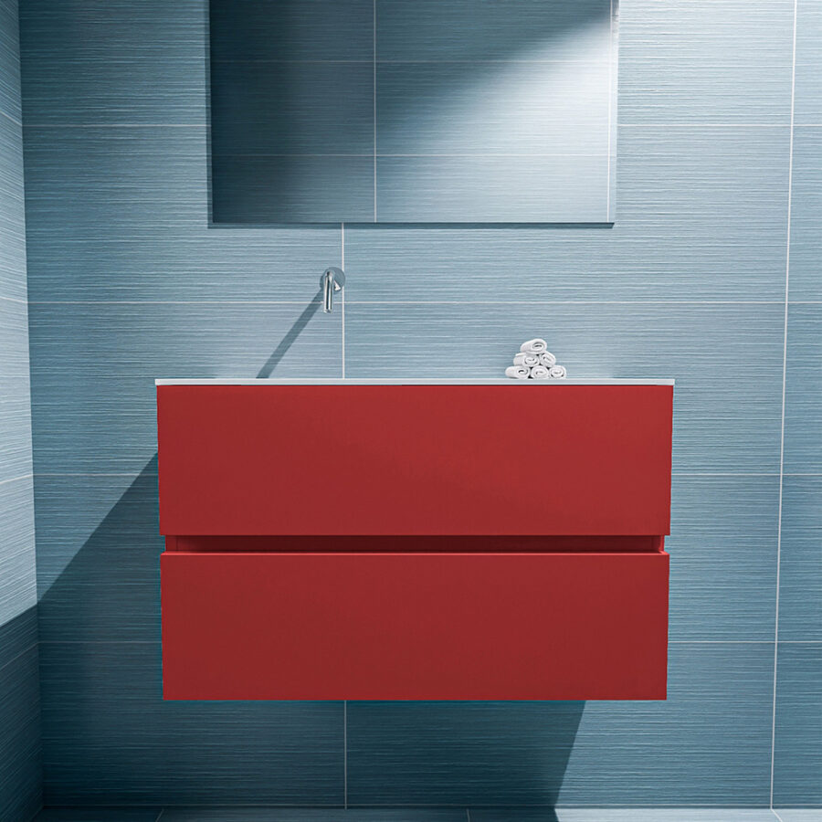MONDIAZ ADA 80cm toiletmeubel fire. LEX wastafel talc positie links. Zonder kraangat - Afbeelding 3