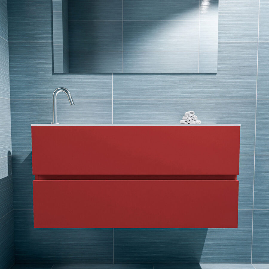 MONDIAZ ADA 100cm toiletmeubel fire. LEX wastafel talc positie links. Met 1 kraangat - Afbeelding 3