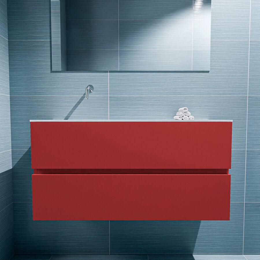 MONDIAZ ADA 100cm toiletmeubel fire. LEX wastafel talc positie links. Zonder kraangat - Afbeelding 3
