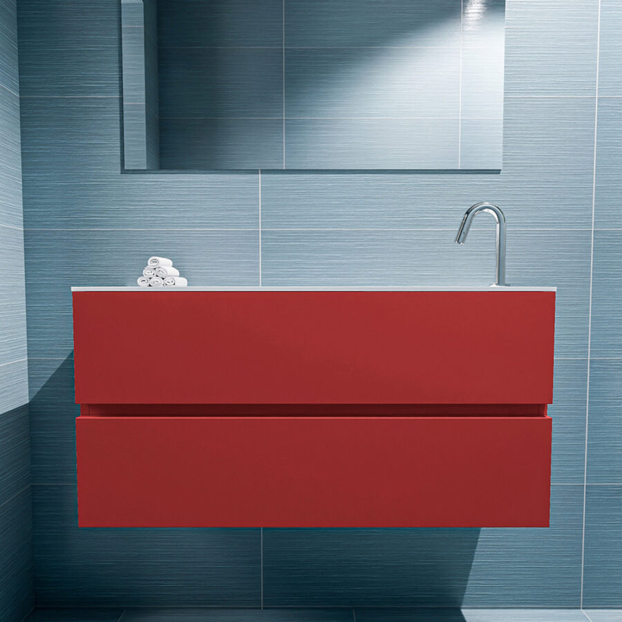 MONDIAZ ADA 100cm toiletmeubel fire. LEX wastafel talc positie rechts. Met 1 kraangat - Afbeelding 3