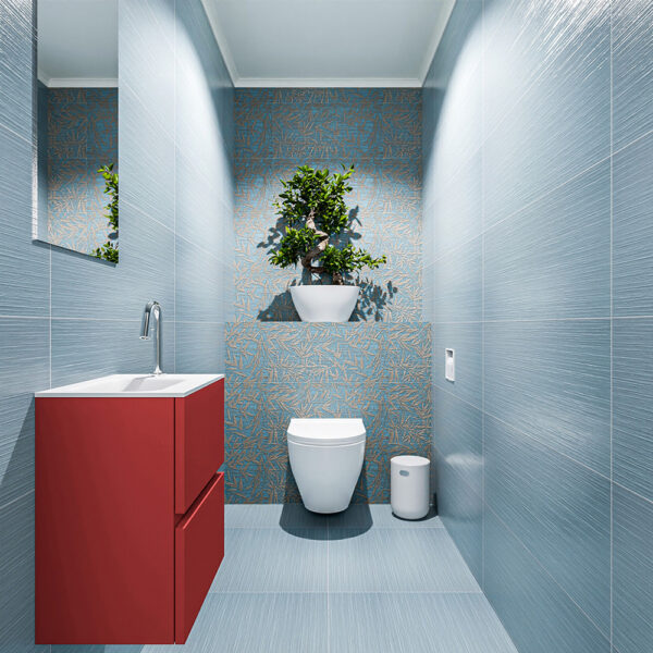 MONDIAZ ADA 40cm toiletmeubel fire. LEX wastafel talc positie links. Met 1 kraangat