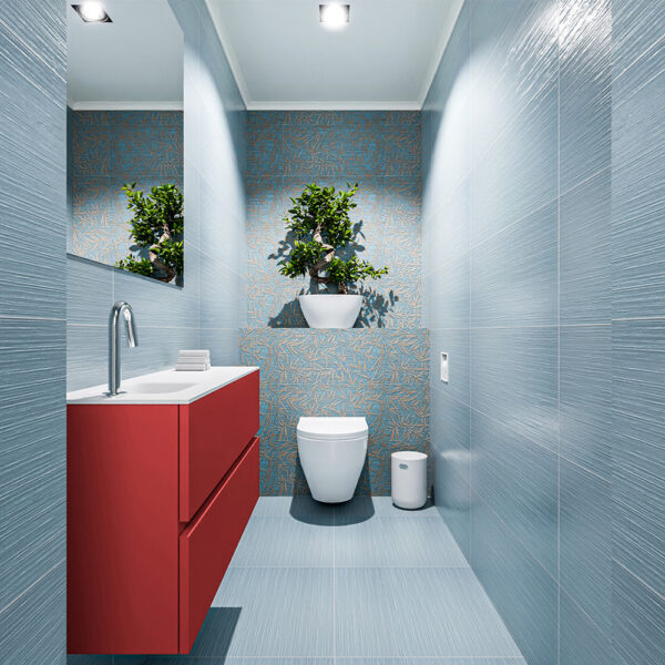 MONDIAZ ADA 100cm toiletmeubel fire. LEX wastafel talc positie links. Met 1 kraangat