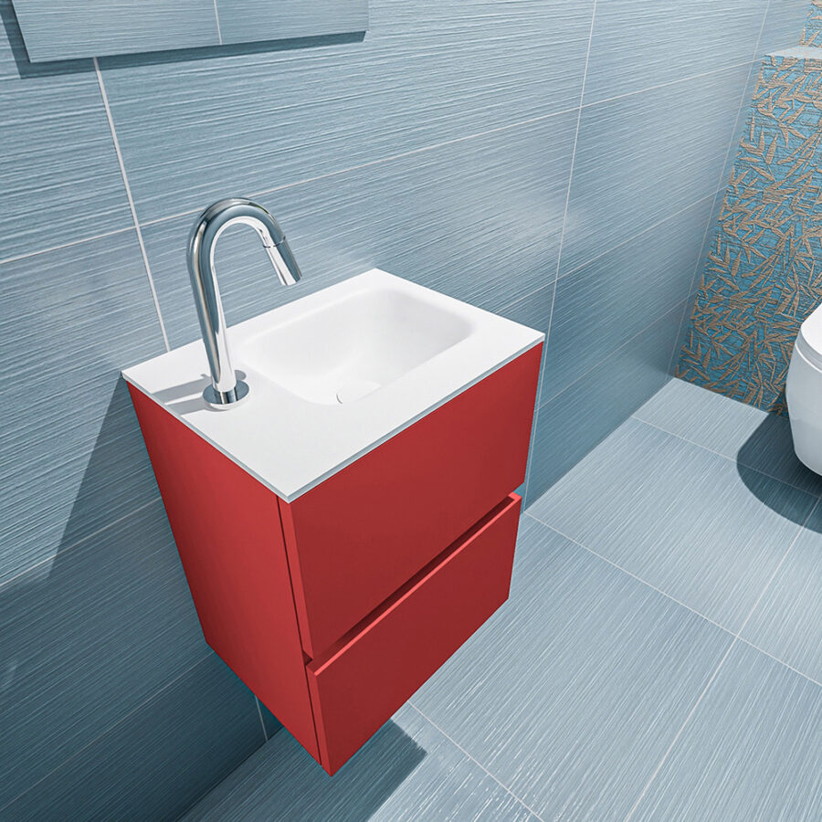 MONDIAZ ADA 40cm toiletmeubel fire. LEX wastafel talc positie rechts. Met 1 kraangat - Afbeelding 2