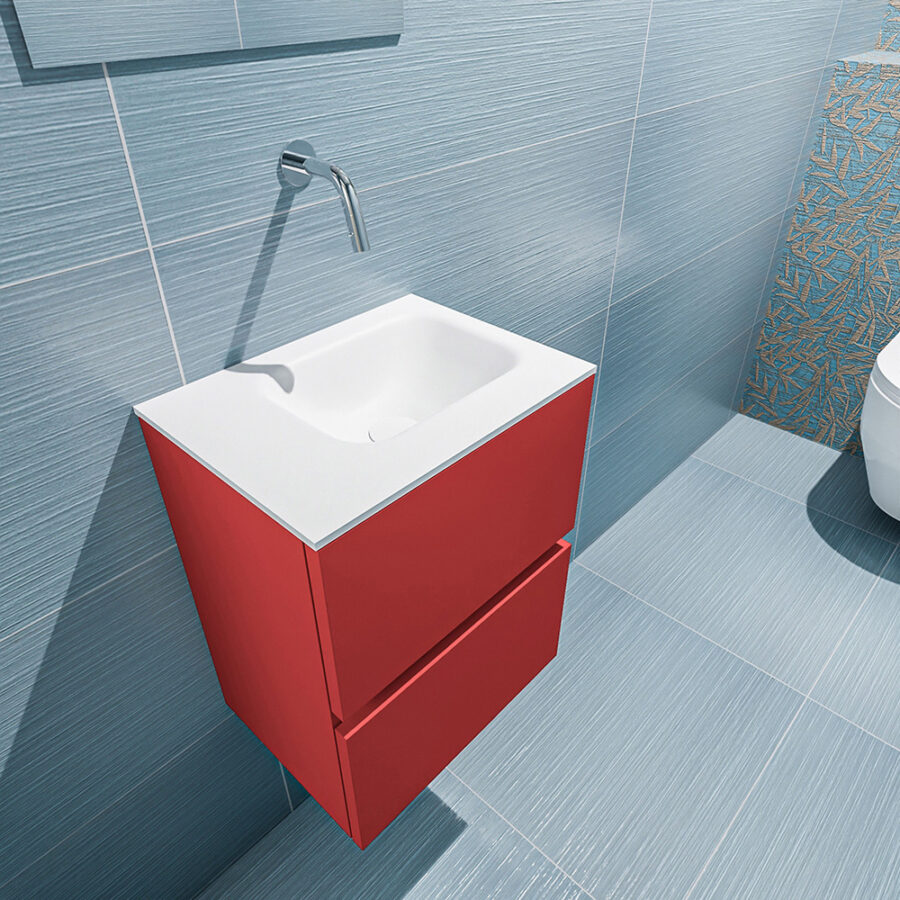 MONDIAZ ADA 40cm toiletmeubel fire. LEX wastafel talc positie rechts. Zonder kraangat - Afbeelding 2