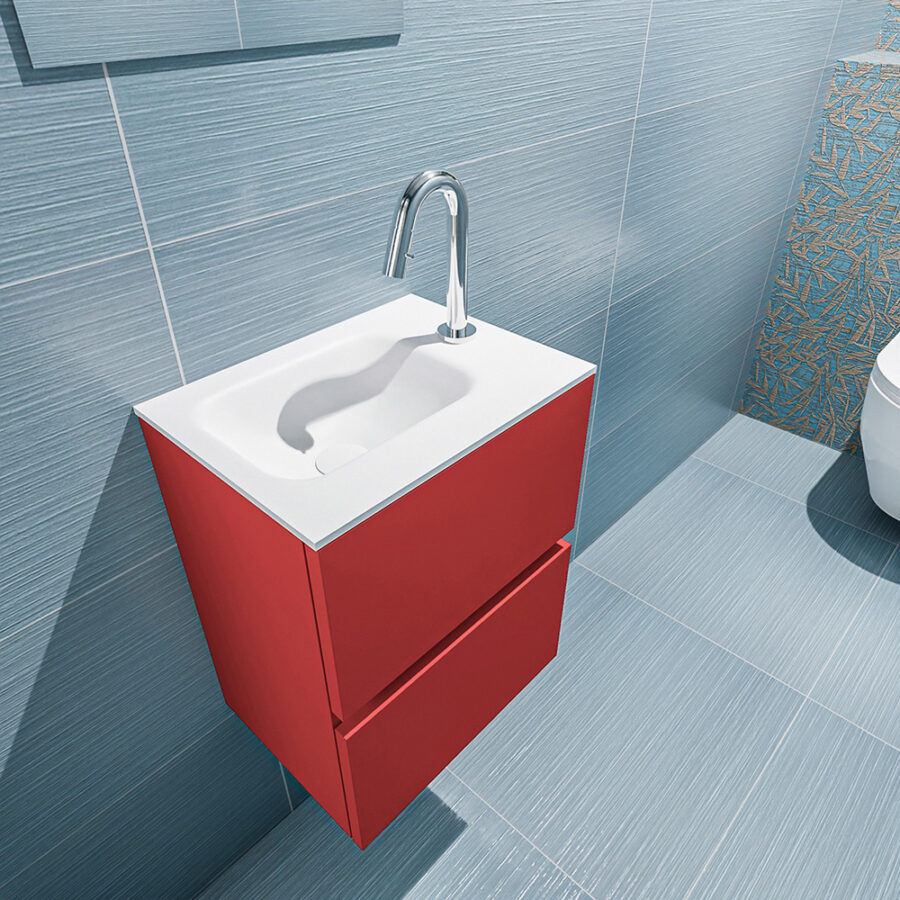MONDIAZ ADA 40cm toiletmeubel fire. LEX wastafel talc positie links. Met 1 kraangat - Afbeelding 2