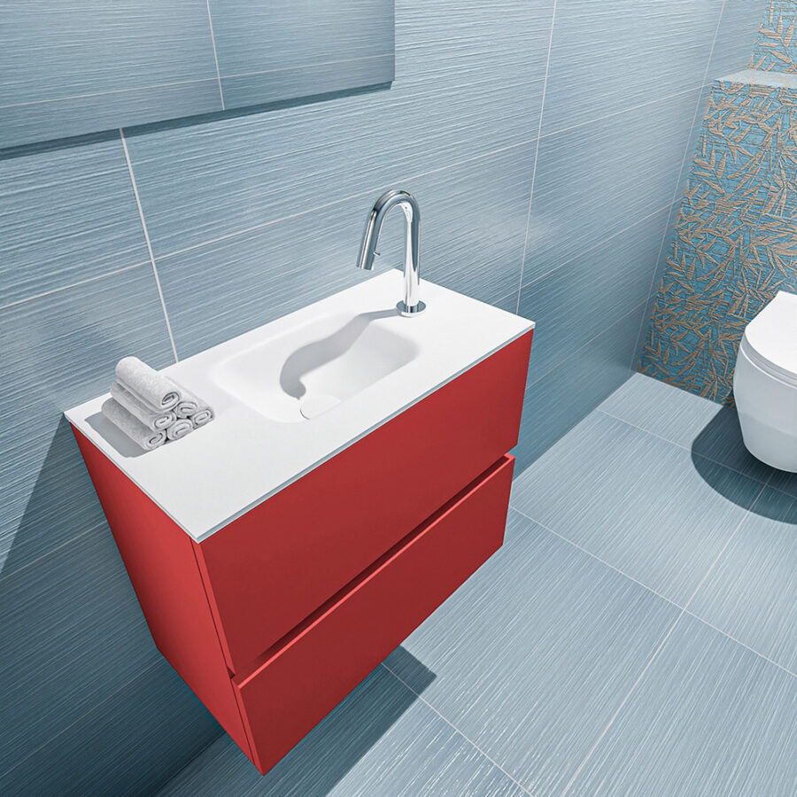 MONDIAZ ADA 60cm toiletmeubel fire. LEX wastafel talc positie midden. Met 1 kraangat - Afbeelding 2