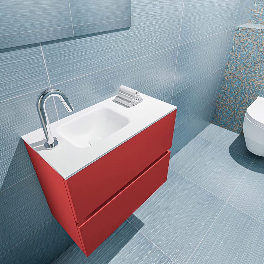 MONDIAZ ADA 60cm toiletmeubel fire. LEX wastafel talc positie links. Met 1 kraangat - Afbeelding 2