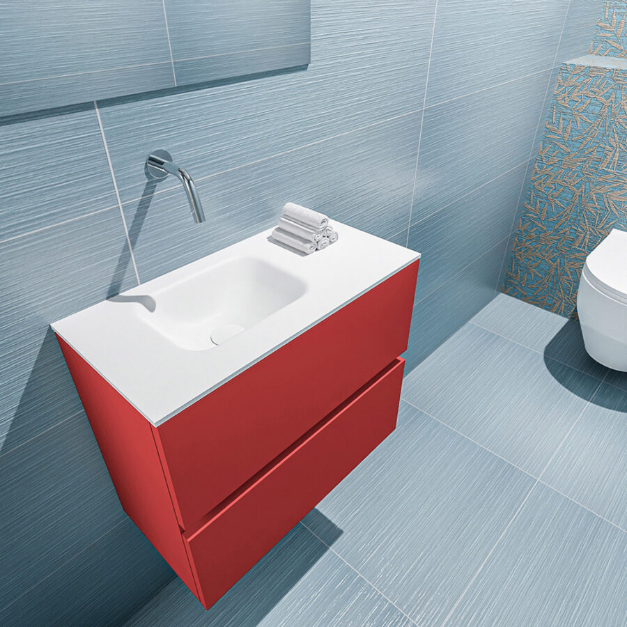 MONDIAZ ADA 60cm toiletmeubel fire. LEX wastafel talc positie links. Zonder kraangat - Afbeelding 2