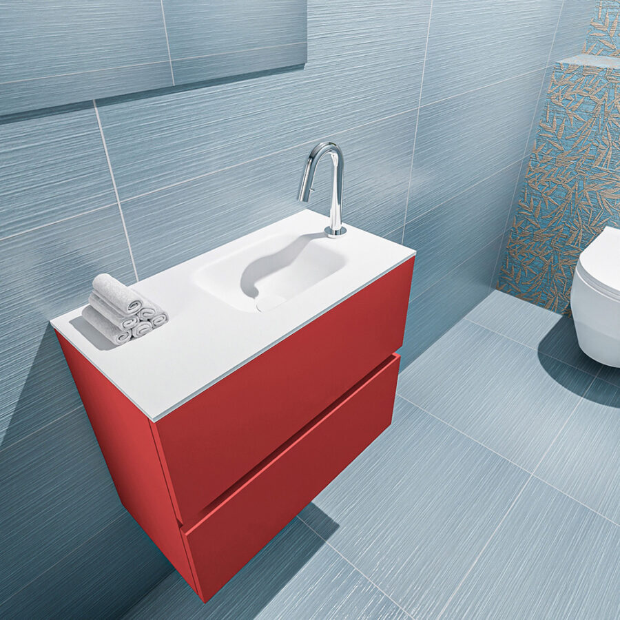 MONDIAZ ADA 60cm toiletmeubel fire. LEX wastafel talc positie rechts. Met 1 kraangat - Afbeelding 2