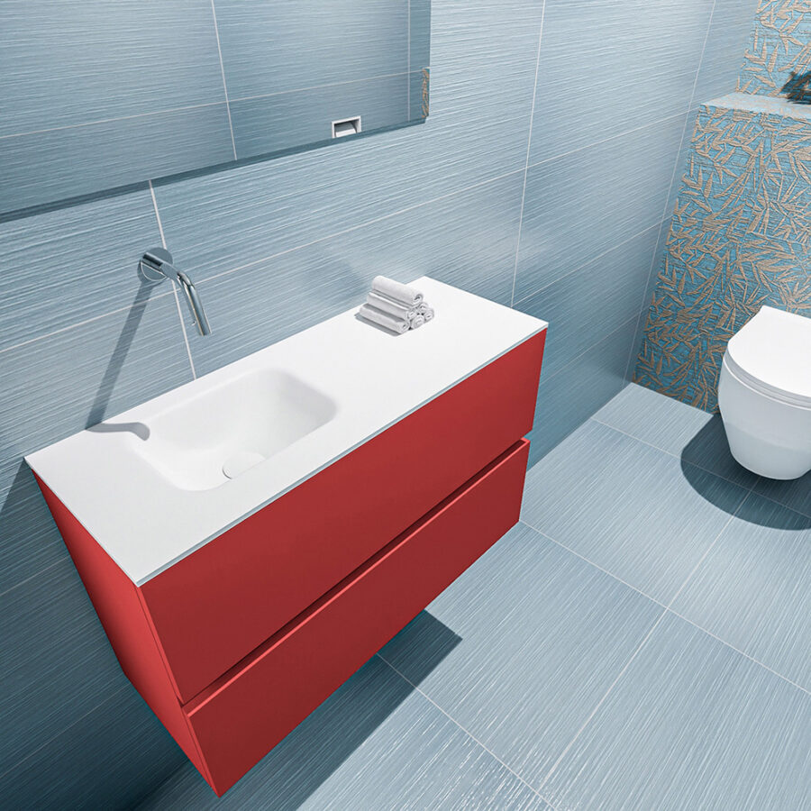 MONDIAZ ADA 80cm toiletmeubel fire. LEX wastafel talc positie links. Zonder kraangat - Afbeelding 2
