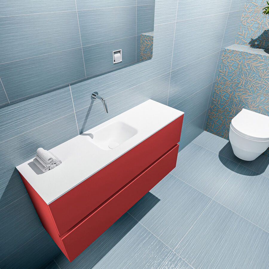 MONDIAZ ADA 100cm toiletmeubel fire. LEX wastafel talc positie midden. Zonder kraangat - Afbeelding 2