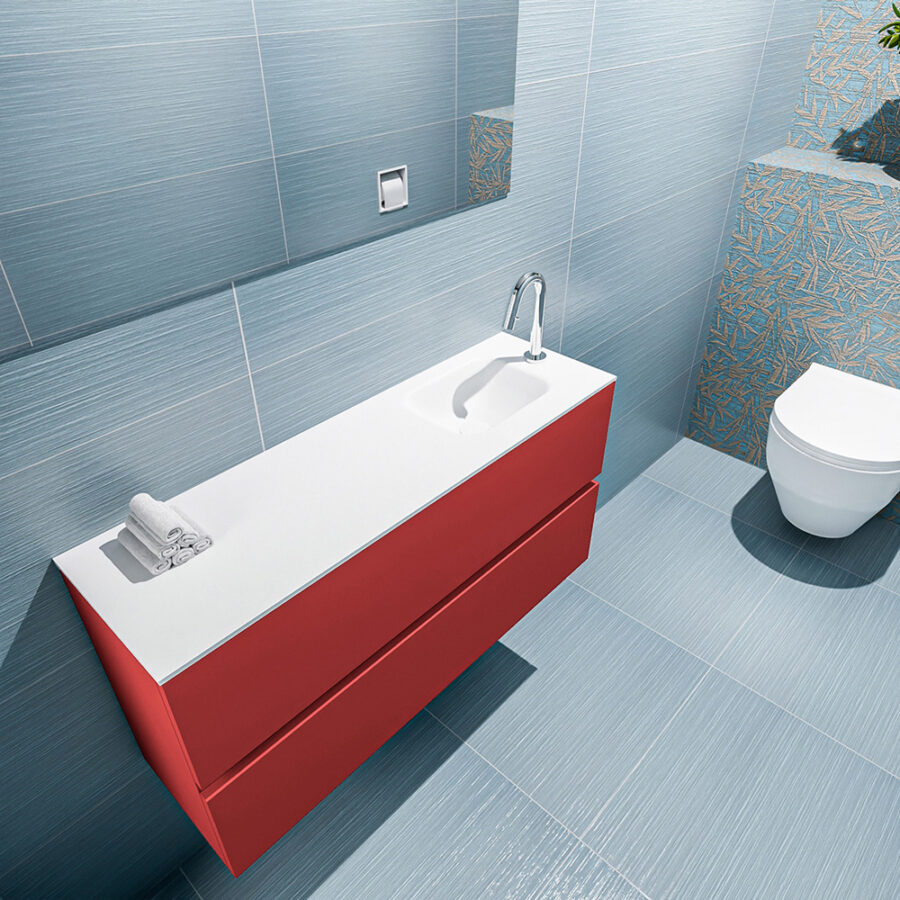 MONDIAZ ADA 100cm toiletmeubel fire. LEX wastafel talc positie rechts. Met 1 kraangat - Afbeelding 2