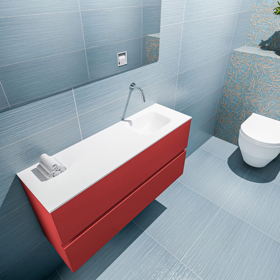 MONDIAZ ADA 100cm toiletmeubel fire. LEX wastafel talc positie rechts. Zonder kraangat - Afbeelding 2