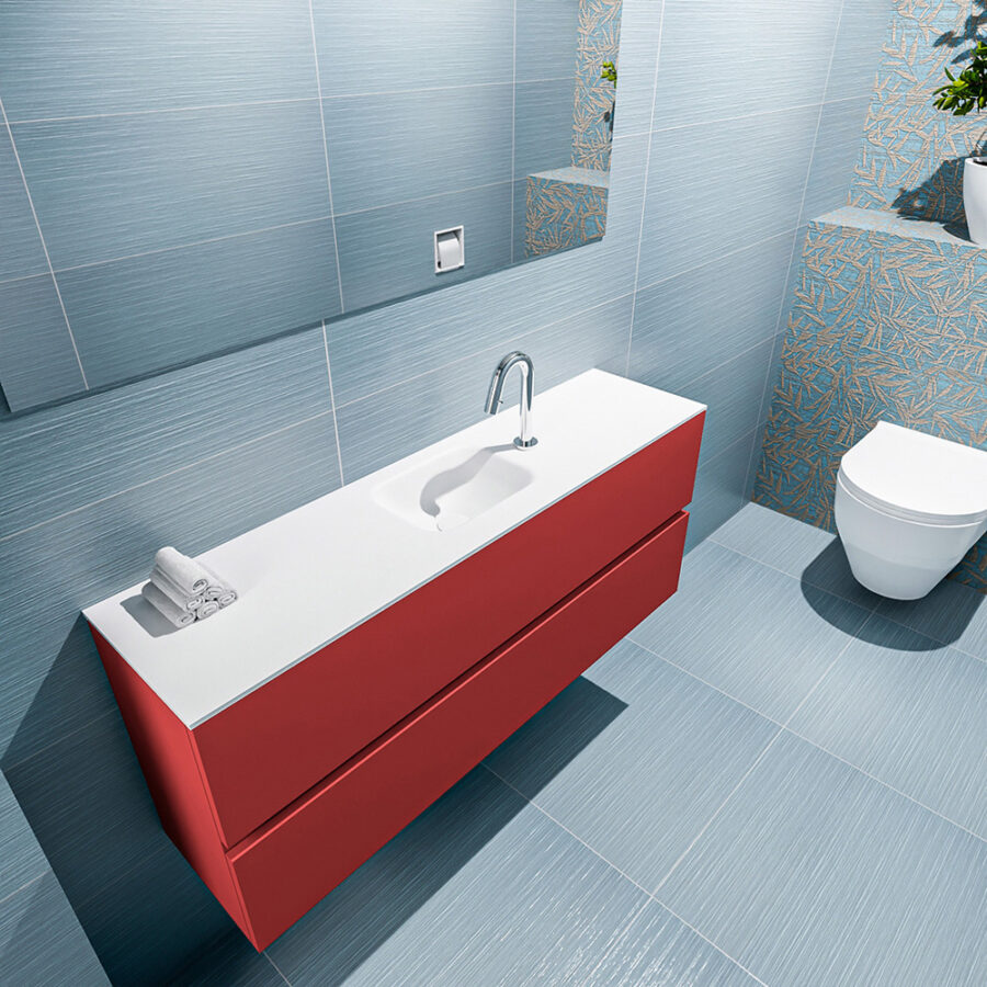 MONDIAZ ADA 120cm toiletmeubel fire. LEX wastafel talc positie midden. Met 1 kraangat - Afbeelding 2