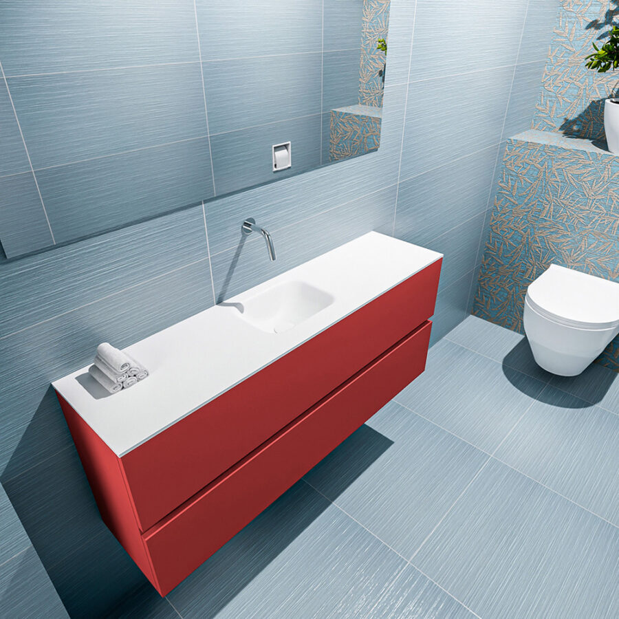 MONDIAZ ADA 120cm toiletmeubel fire. LEX wastafel talc positie midden. Zonder kraangat - Afbeelding 2