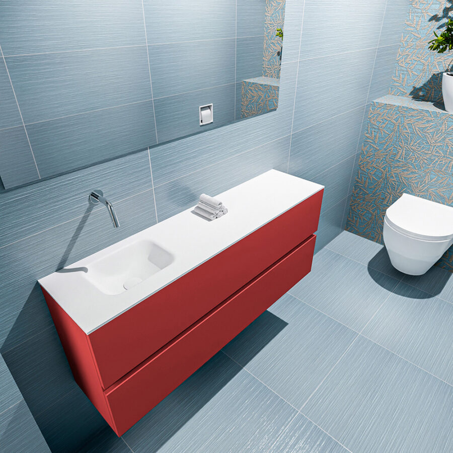 MONDIAZ ADA 120cm toiletmeubel fire. LEX wastafel talc positie links. Zonder kraangat - Afbeelding 2