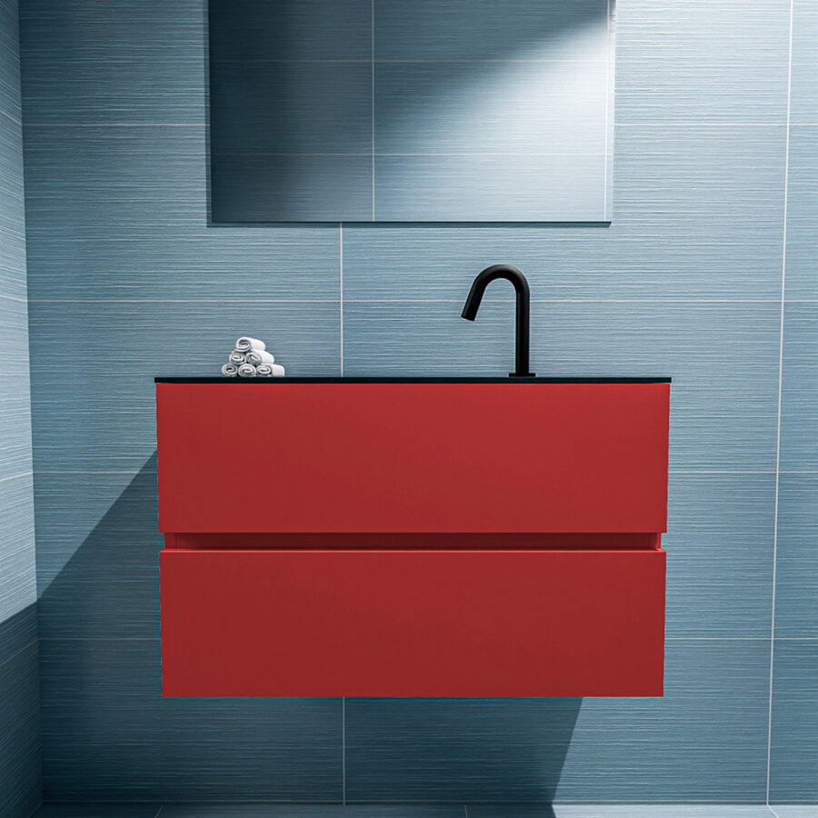 MONDIAZ ADA 80cm toiletmeubel fire. LEX wastafel urban positie midden. Met 1 kraangat - Afbeelding 3
