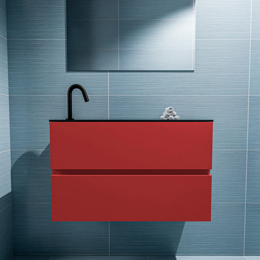 MONDIAZ ADA 80cm toiletmeubel fire. LEX wastafel urban positie links. Met 1 kraangat - Afbeelding 3