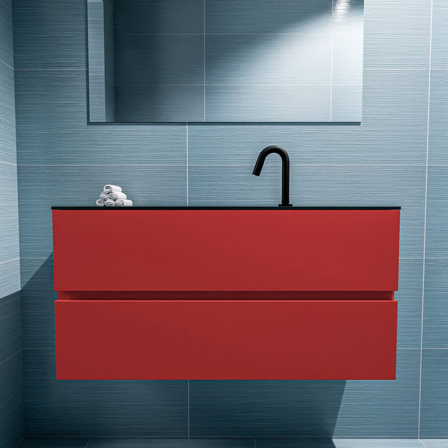 MONDIAZ ADA 100cm toiletmeubel fire. LEX wastafel urban positie midden. Met 1 kraangat - Afbeelding 3