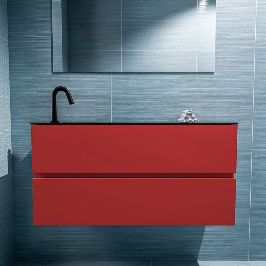 MONDIAZ ADA 100cm toiletmeubel fire. LEX wastafel urban positie links. Met 1 kraangat - Afbeelding 3