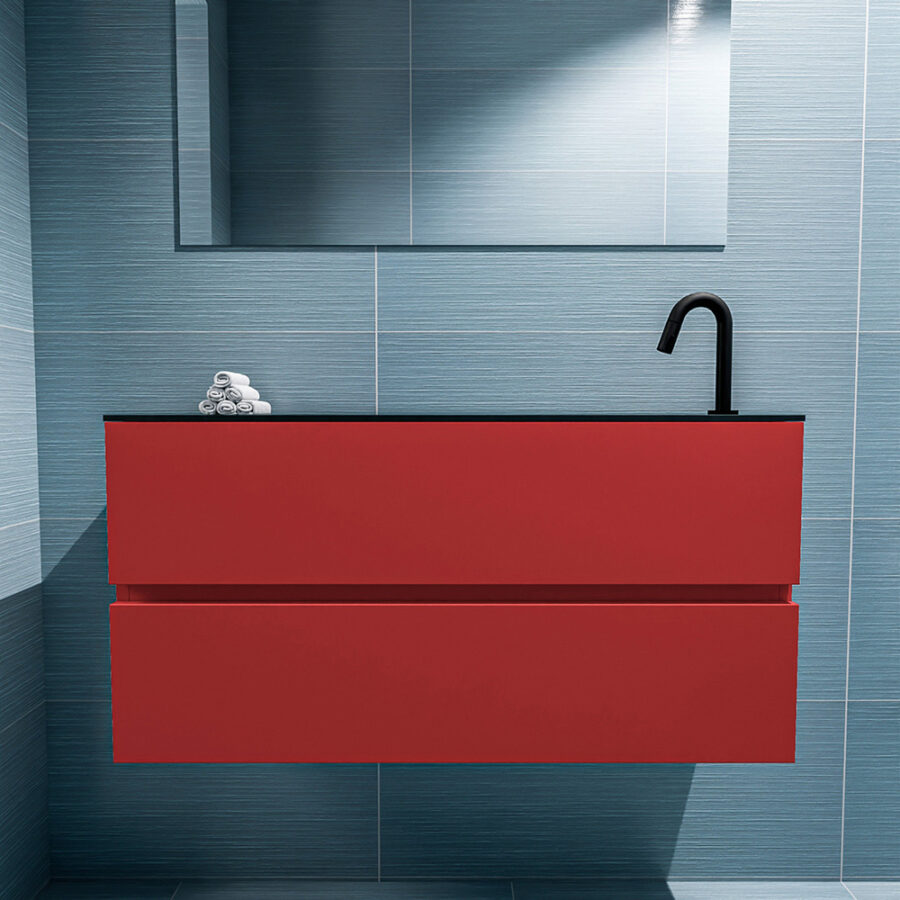 MONDIAZ ADA 100cm toiletmeubel fire. LEX wastafel urban positie rechts. Met 1 kraangat - Afbeelding 3