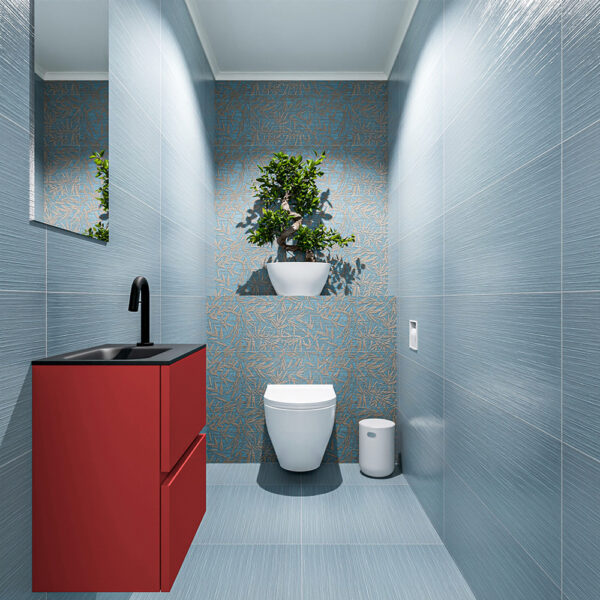 MONDIAZ ADA 40cm toiletmeubel fire. LEX wastafel urban positie links. Met 1 kraangat