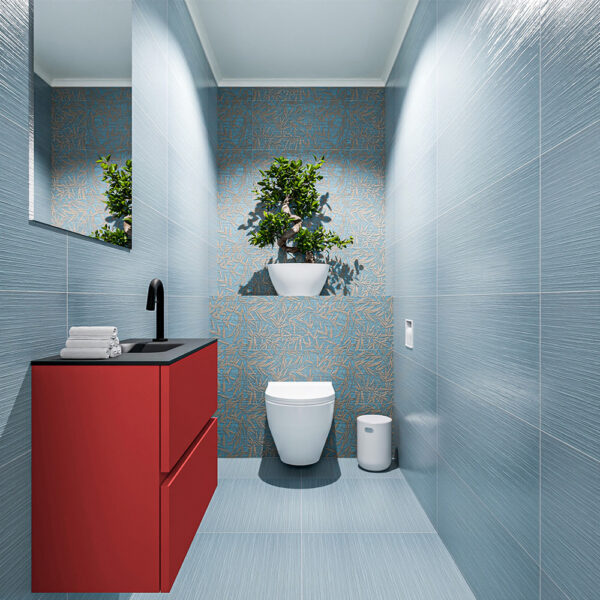 MONDIAZ ADA 60cm toiletmeubel fire. LEX wastafel urban positie midden. Met 1 kraangat