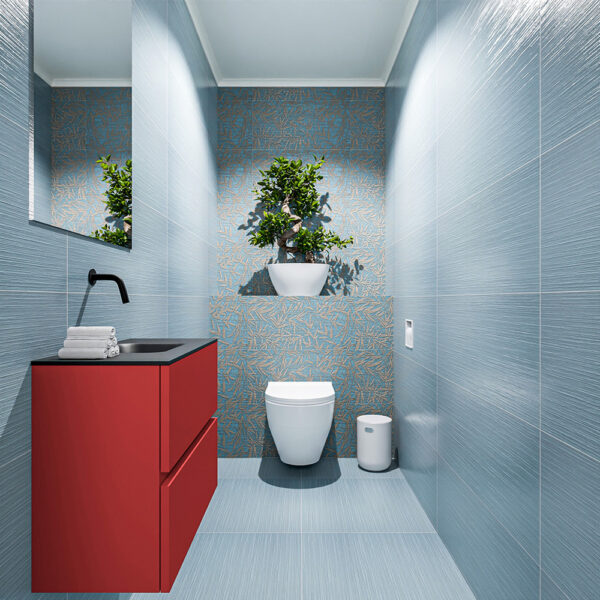 MONDIAZ ADA 60cm toiletmeubel fire. LEX wastafel urban positie midden. Zonder kraangat