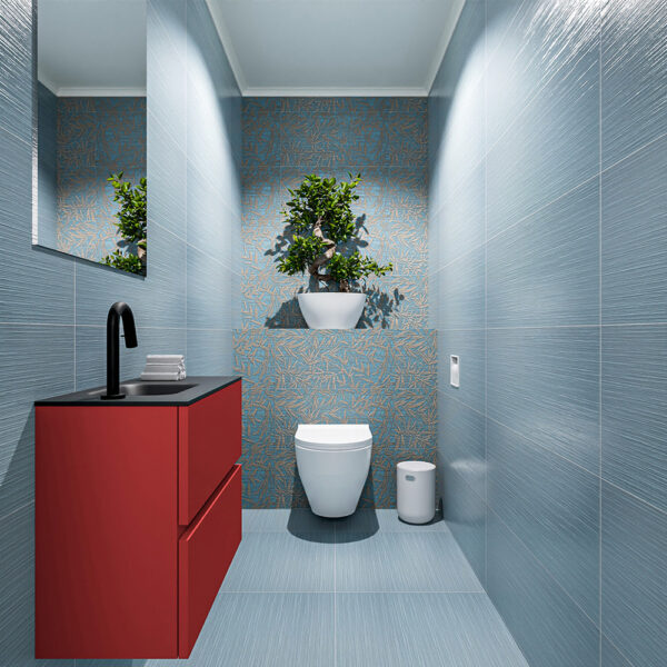 MONDIAZ ADA 60cm toiletmeubel fire. LEX wastafel urban positie links. Met 1 kraangat