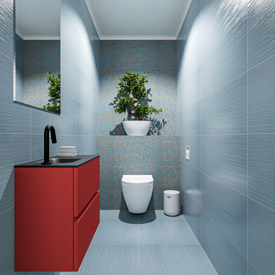 MONDIAZ ADA 60cm toiletmeubel fire. LEX wastafel urban positie links. Met 1 kraangat