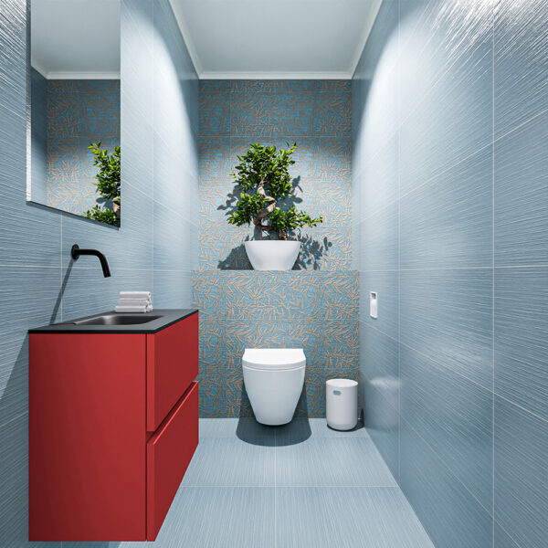 MONDIAZ ADA 60cm toiletmeubel fire. LEX wastafel urban positie links. Zonder kraangat