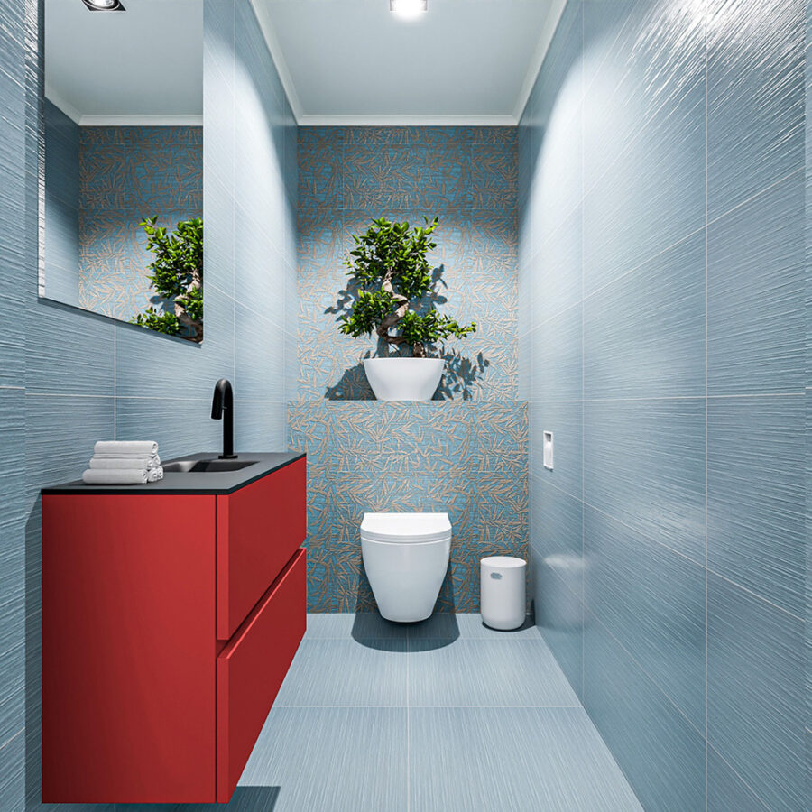 MONDIAZ ADA 80cm toiletmeubel fire. LEX wastafel urban positie midden. Met 1 kraangat