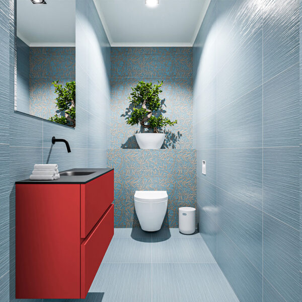 MONDIAZ ADA 80cm toiletmeubel fire. LEX wastafel urban positie midden. Zonder kraangat