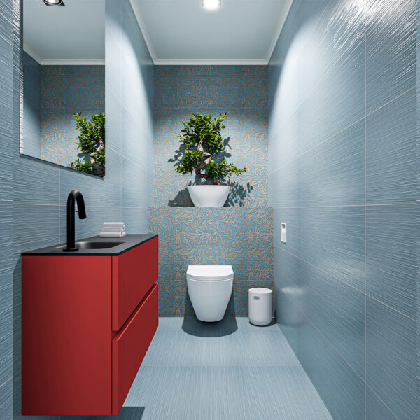 MONDIAZ ADA 80cm toiletmeubel fire. LEX wastafel urban positie links. Met 1 kraangat