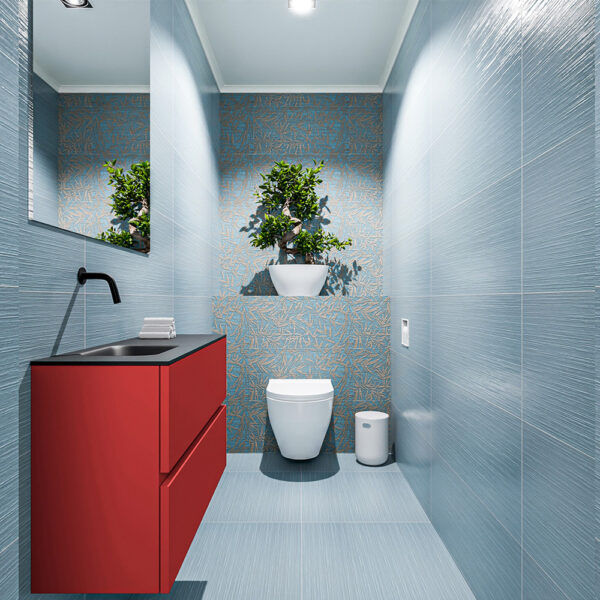 MONDIAZ ADA 80cm toiletmeubel fire. LEX wastafel urban positie links. Zonder kraangat