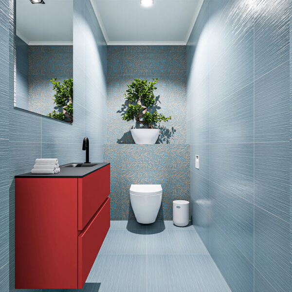 MONDIAZ ADA 80cm toiletmeubel fire. LEX wastafel urban positie rechts. Met 1 kraangat