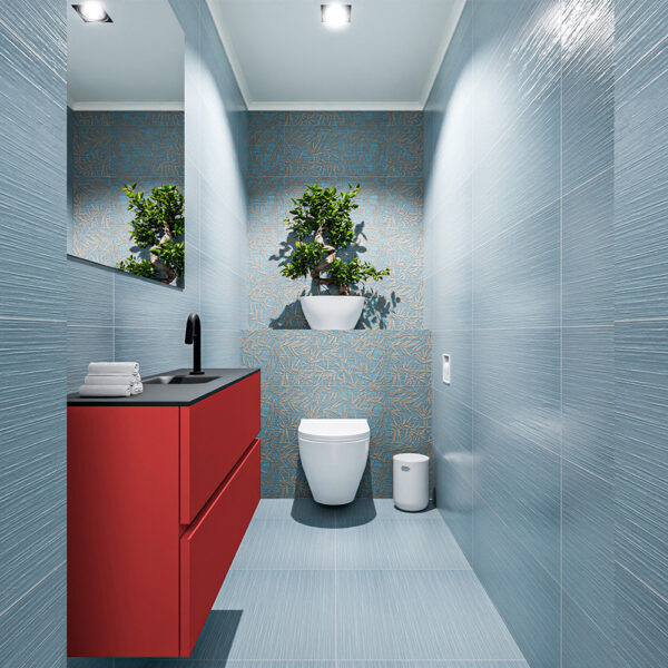 MONDIAZ ADA 100cm toiletmeubel fire. LEX wastafel urban positie midden. Met 1 kraangat