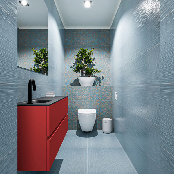 MONDIAZ ADA 100cm toiletmeubel fire. LEX wastafel urban positie links. Met 1 kraangat