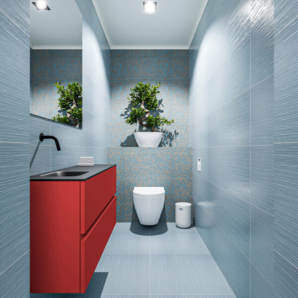 MONDIAZ ADA 100cm toiletmeubel fire. LEX wastafel urban positie links. Zonder kraangat