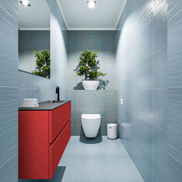 MONDIAZ ADA 100cm toiletmeubel fire. LEX wastafel urban positie rechts. Met 1 kraangat