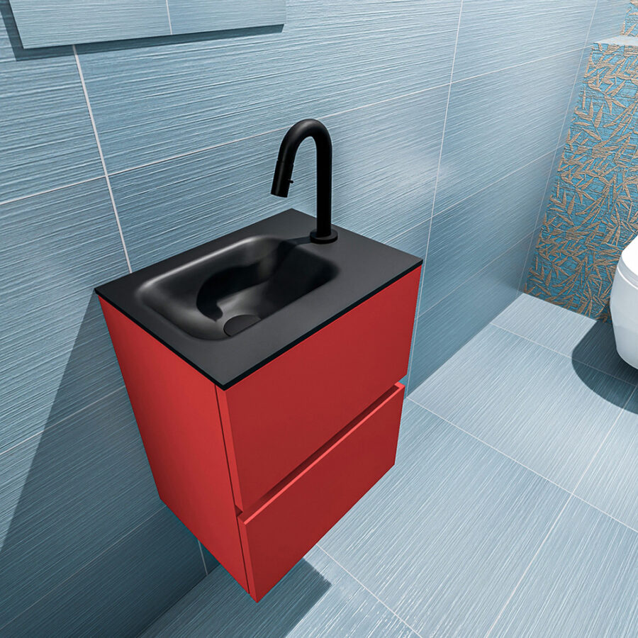 MONDIAZ ADA 40cm toiletmeubel fire. LEX wastafel urban positie links. Met 1 kraangat - Afbeelding 2