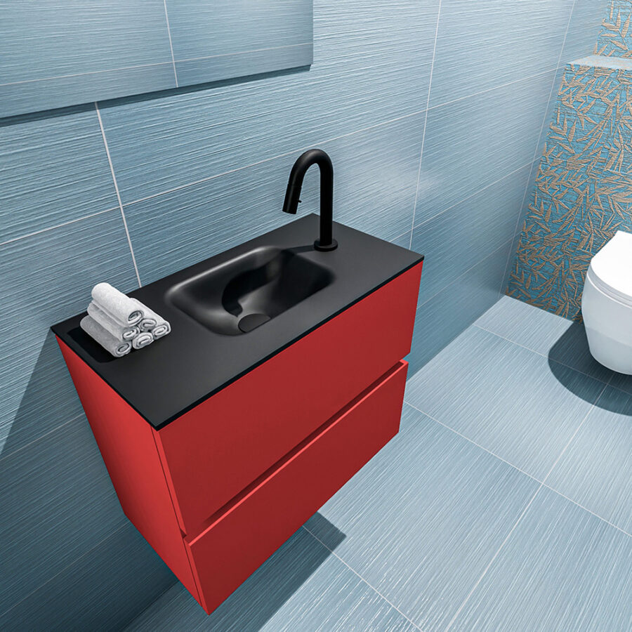 MONDIAZ ADA 60cm toiletmeubel fire. LEX wastafel urban positie midden. Met 1 kraangat - Afbeelding 2