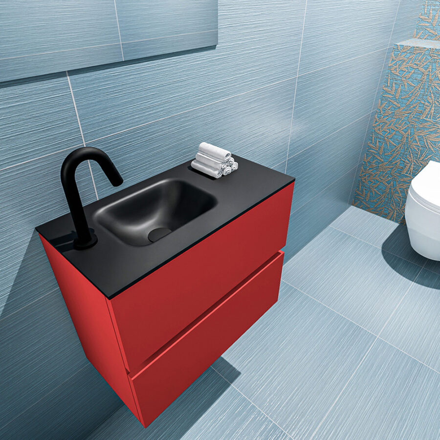 MONDIAZ ADA 60cm toiletmeubel fire. LEX wastafel urban positie links. Met 1 kraangat - Afbeelding 2